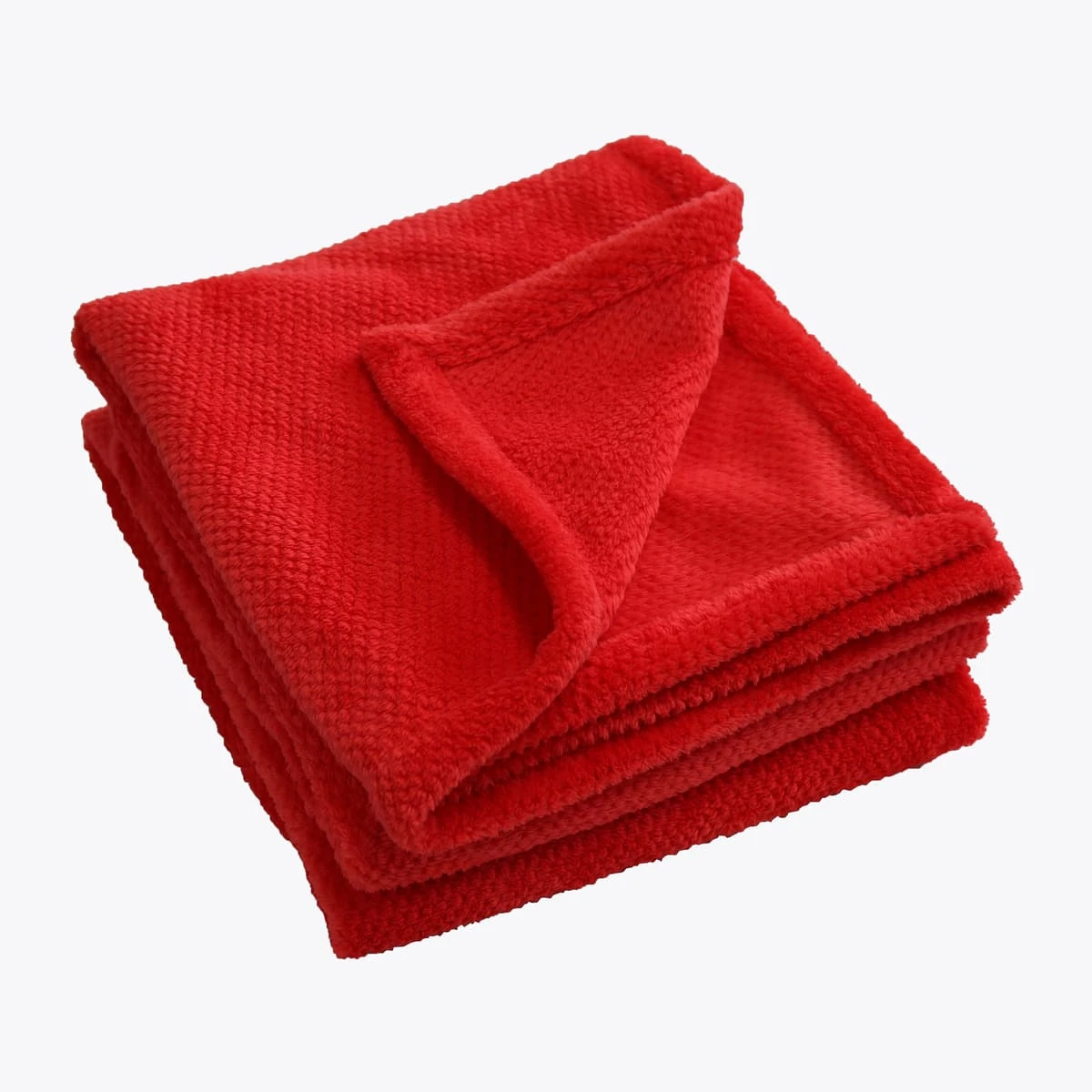 Jacquard Flannel Waffle Textured Blanket (Red)