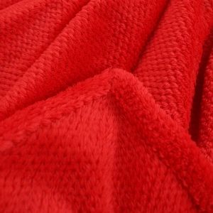 Jacquard Flannel Waffle Textured Blanket (Red)