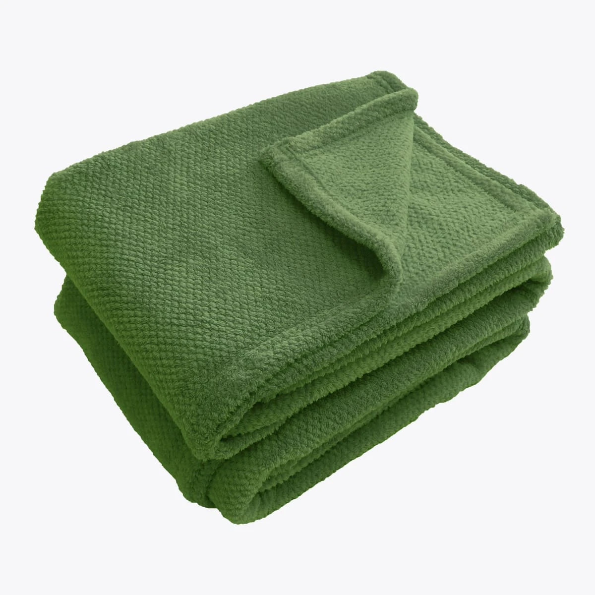 Jacquard Flannel Waffle Textured Blanket (Green)