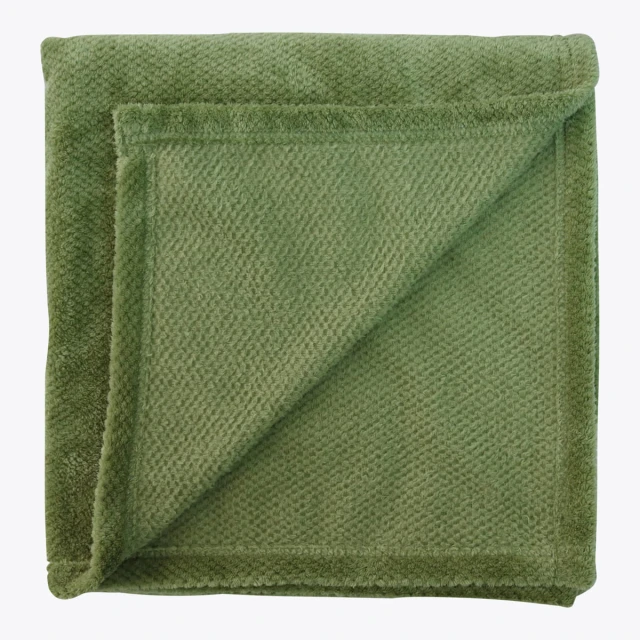 Jacquard Flannel Waffle Textured Blanket (Green)