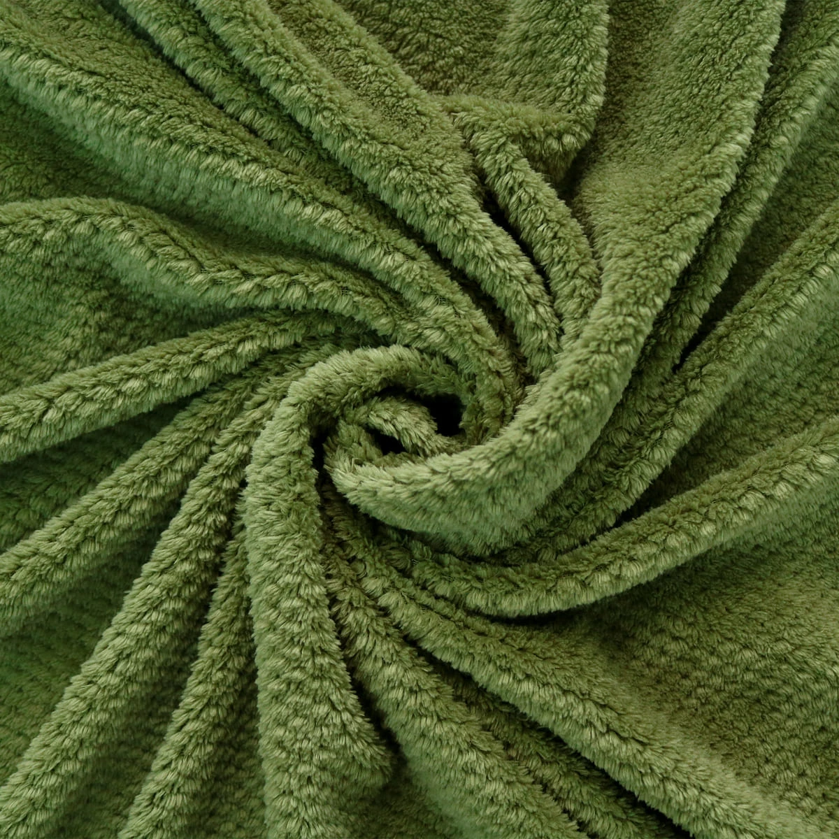 Jacquard Flannel Waffle Textured Blanket (Green)