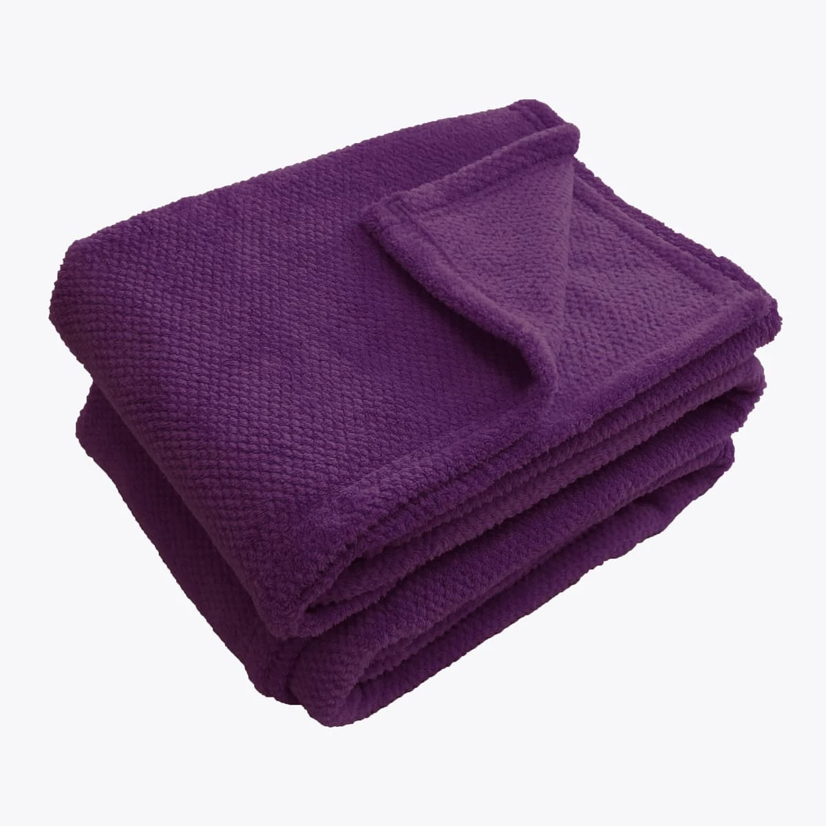 Jacquard Flannel Waffle Textured Blanket (Purple)