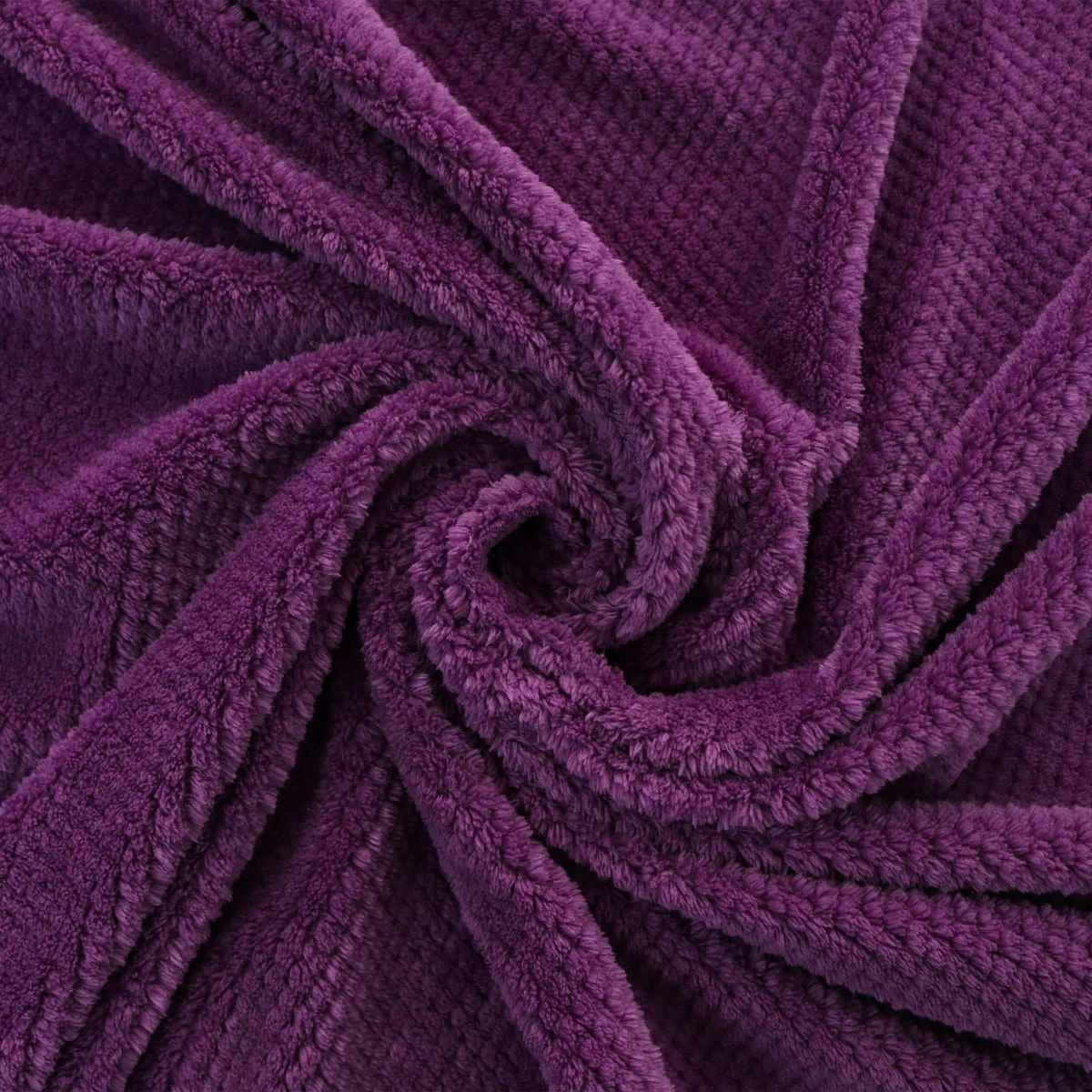 Jacquard Flannel Waffle Textured Blanket (Purple)