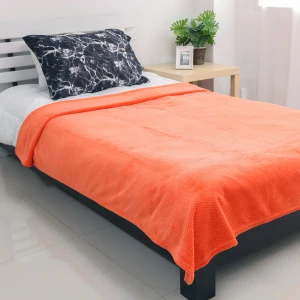 Jacquard Flannel Waffle Textured Blanket (Orange)