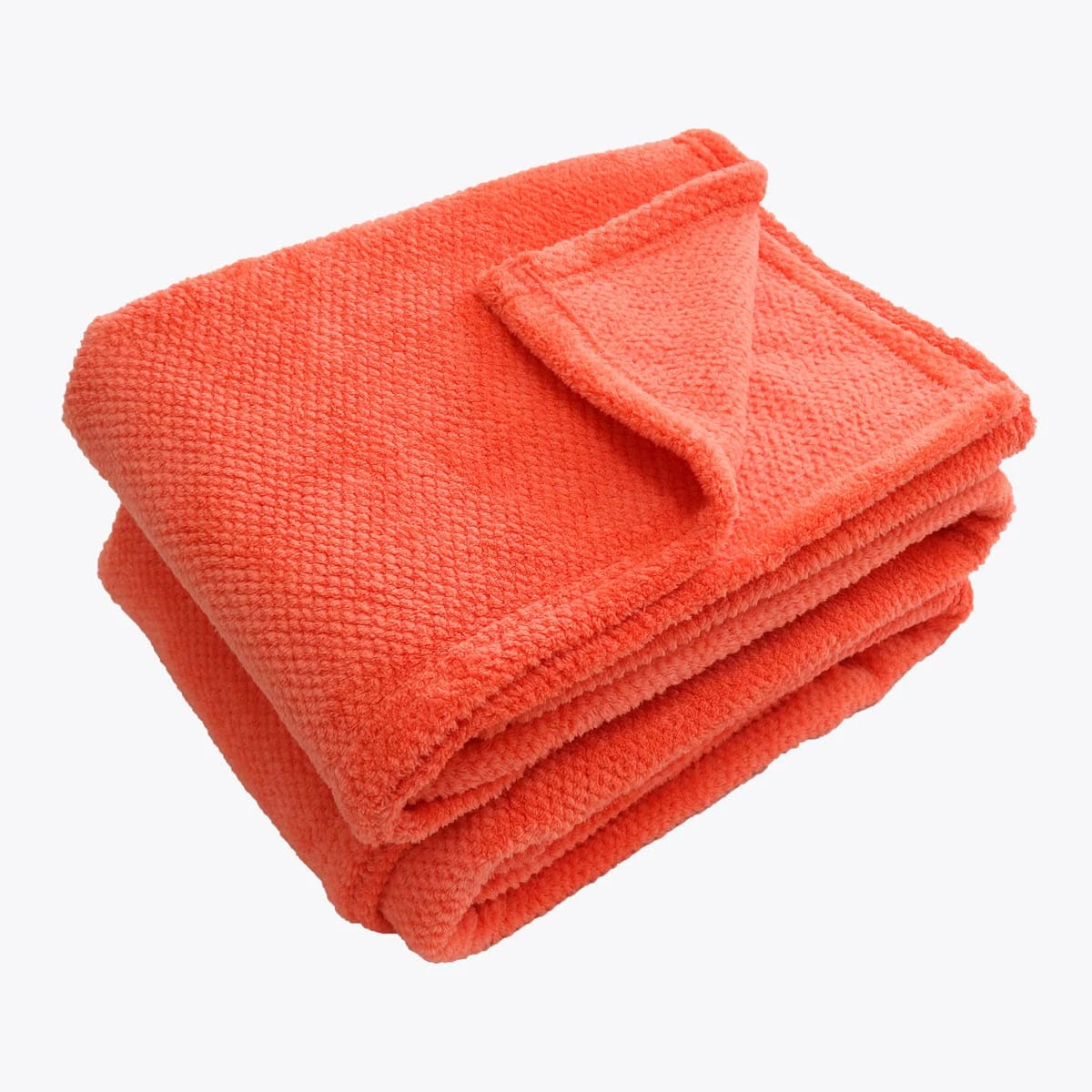 Jacquard Flannel Waffle Textured Blanket (Orange)