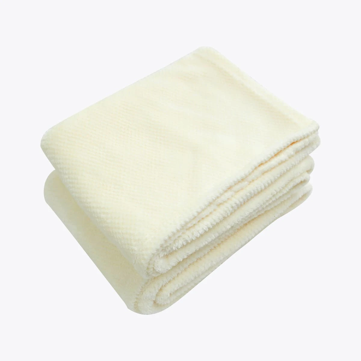 Jacquard Flannel Waffle Textured Blanket (Cream)