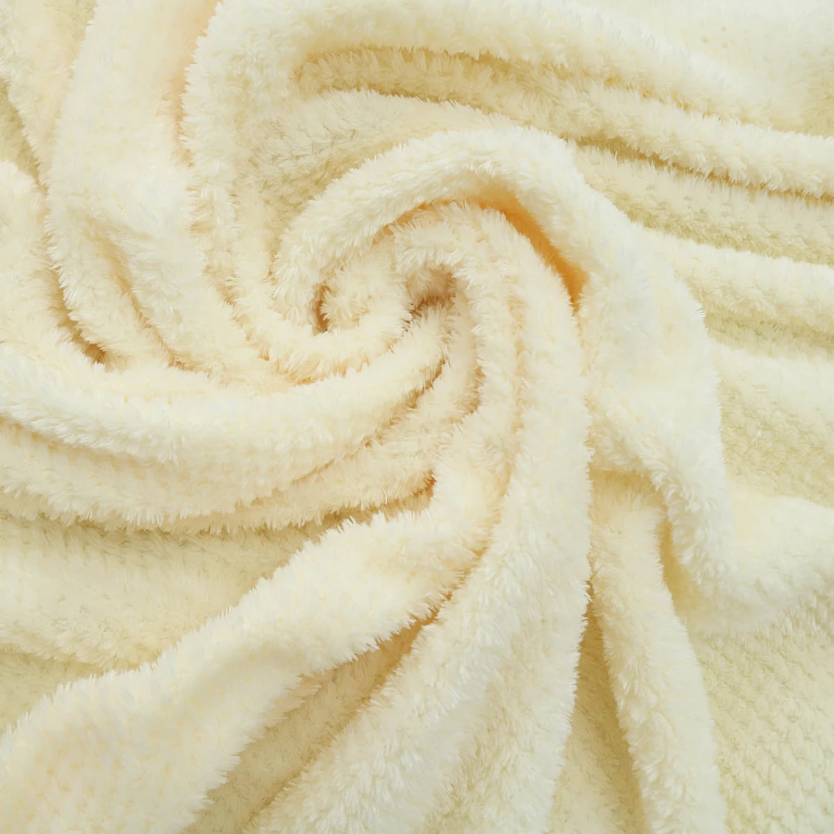 Jacquard Flannel Waffle Textured Blanket (Cream)