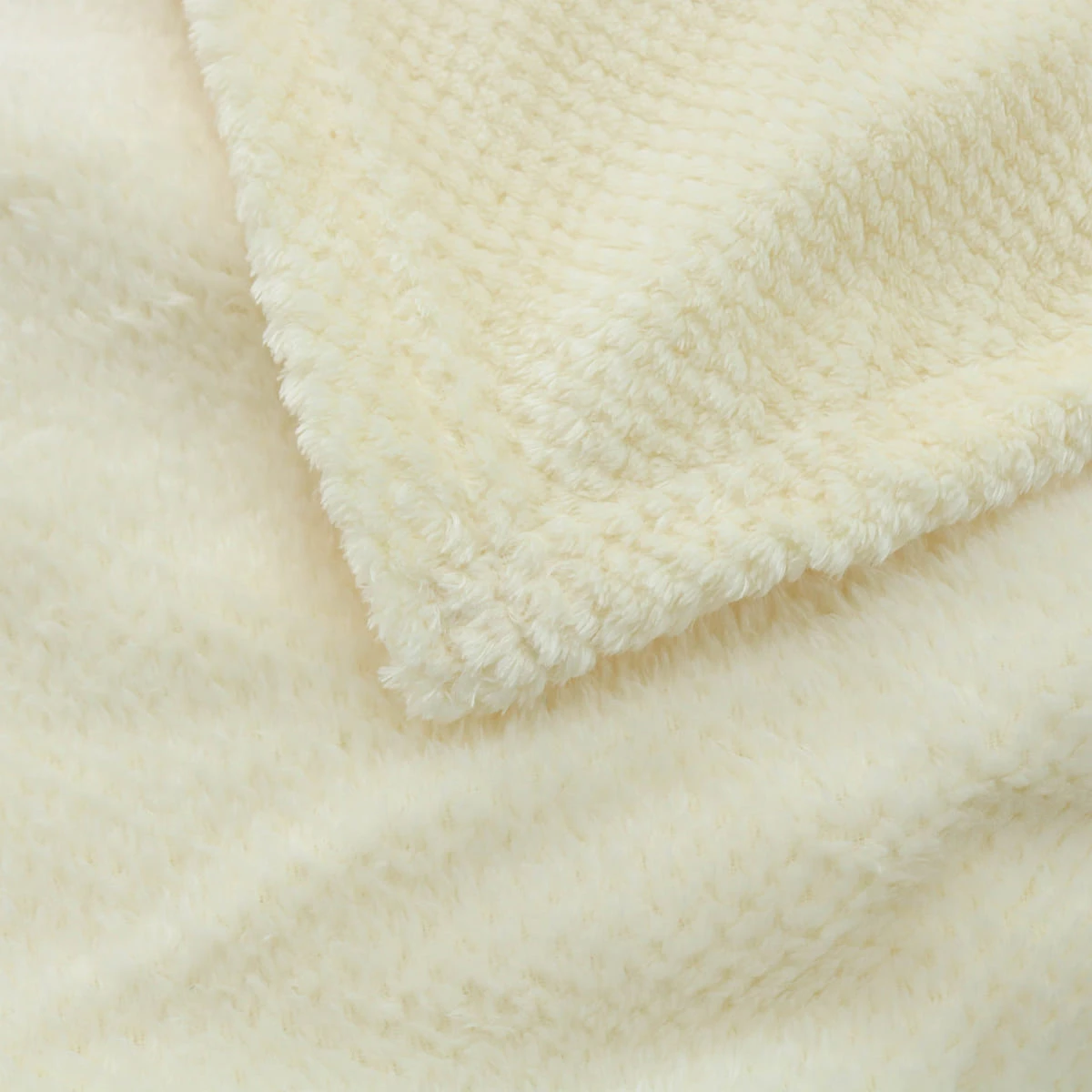 Jacquard Flannel Waffle Textured Blanket (Cream)