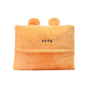 Keta Embroidery Plush Hand Warmer Pillow Blanket (Orange,Yellow)