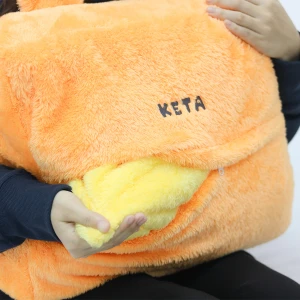 Keta Embroidery Plush Hand Warmer Pillow Blanket (Orange,Yellow)