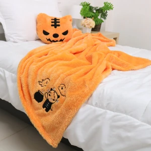 Keta V2 (Halloween Collection) 3D Embroidery Plush Pillow Blanket (Orange)