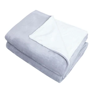 Light Grey Reversible to White Cashmere Blanket
