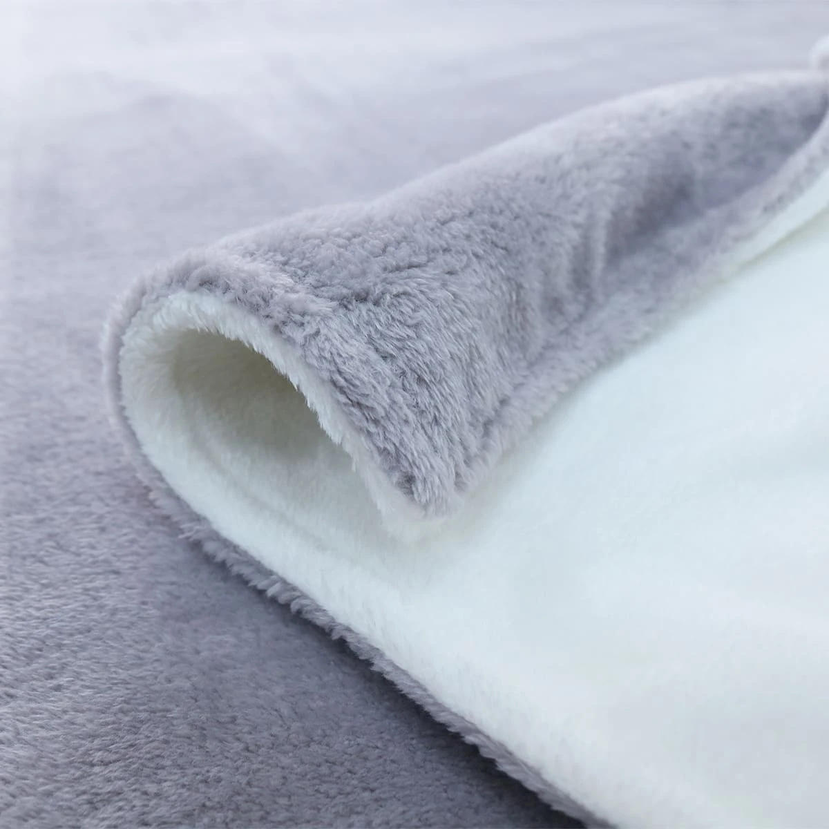 Light Grey Reversible to White Cashmere Blanket