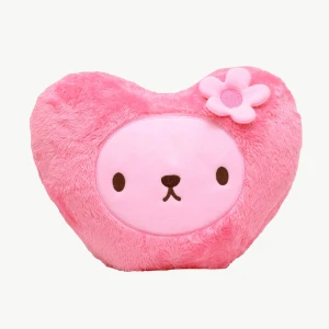 Lily 3D Embroidery Heart Shape Plush Pillow Blanket (Pink)