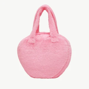 Lily 3D Embroidery Heart Shape Plush Tote Bag Blanket (Pink)