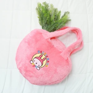 Lily 3D Embroidery Heart Shape Plush Tote Bag Blanket (Pink)