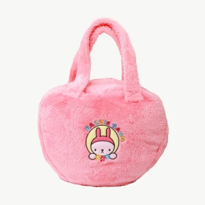 Lily 3D Embroidery Heart Shape Plush Tote Bag Blanket (Pink)