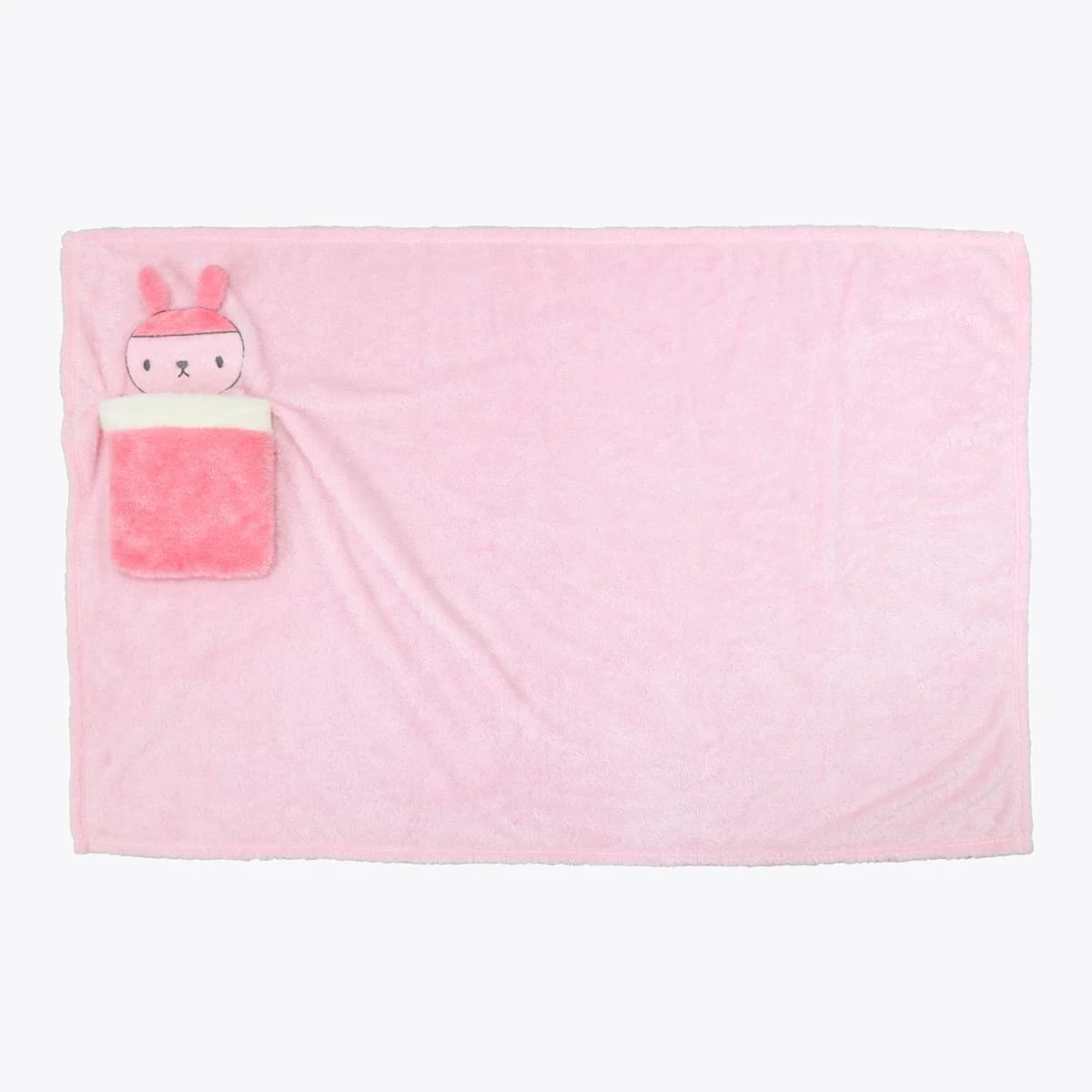 Lily 3D Embroidery Portable Plush Blanket (Pink)