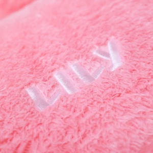 Lily Embroidery Plush Hand Warmer Pillow Blanket (Pink)