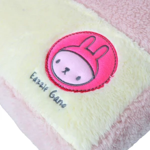 Lily V2 3D Embroidery 2-Tone Plush Backpack Blanket (Pink,White)