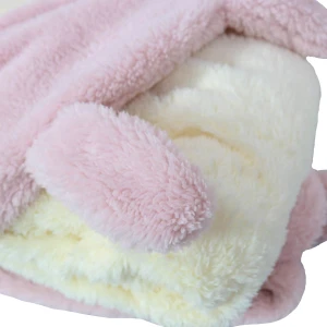 Lily V2 3D Embroidery 2-Tone Plush Backpack Blanket (Pink,White)