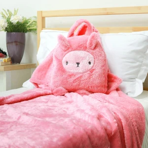 Lily V2 3D Embroidery Plush Backpack Blanket (Pink)