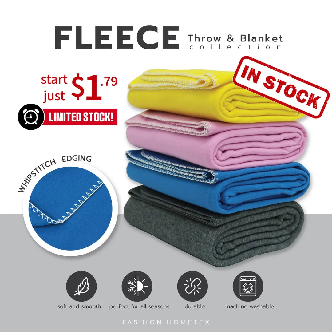 Limited Stock Recycled Fleece Throw and Blanket - Start just 1.79 usd (4 colors)