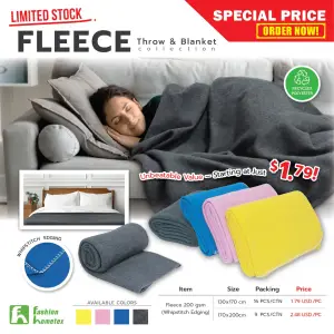 Limited Stock Recycled Fleece Throw and Blanket - Start just 1.79 usd (4 colors)