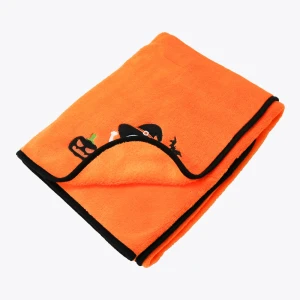 Little Ghost Halloween Embroidery Velour Baby Blanket (Orange)