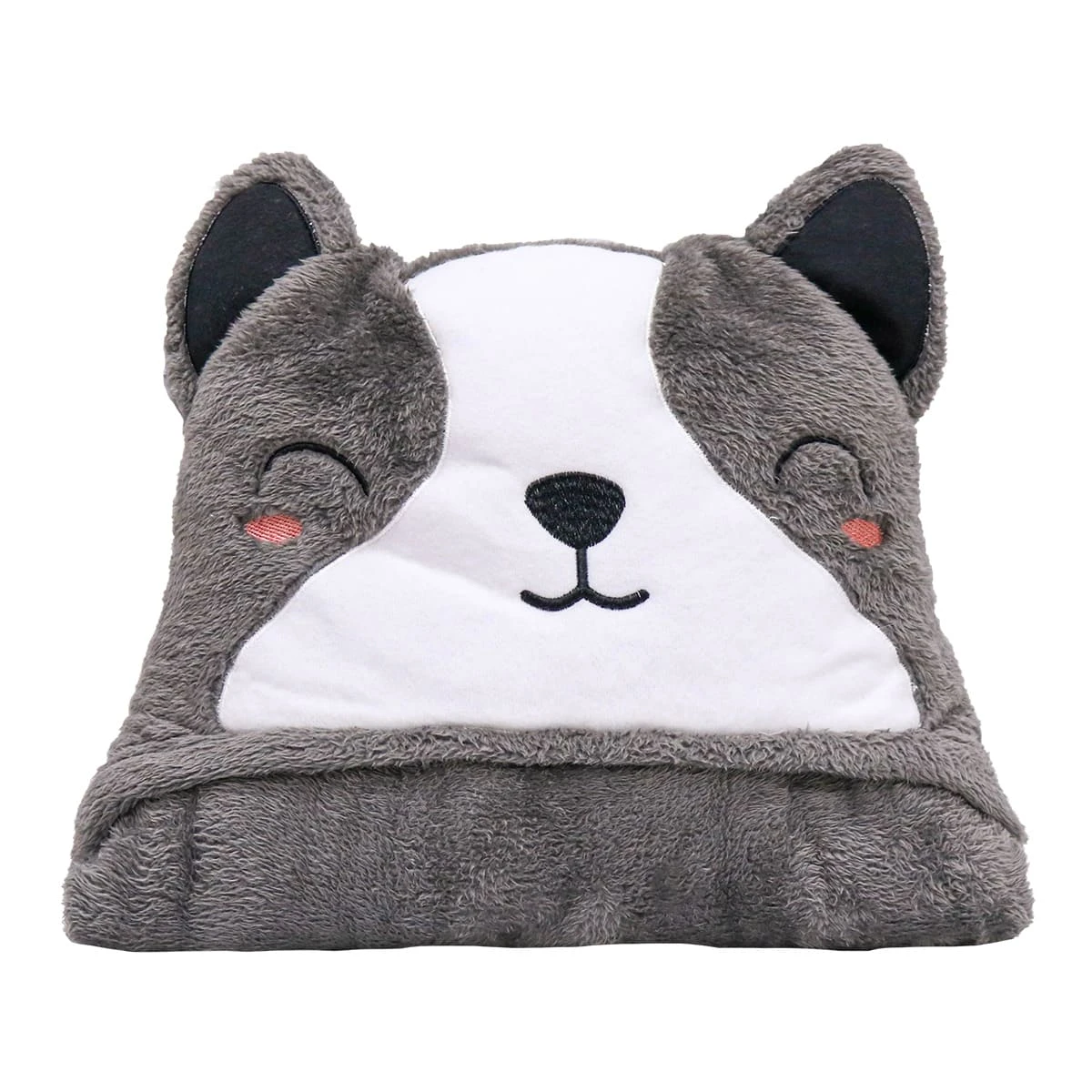 M 3D Embroidery Hooded Plush Blanket (Grey)