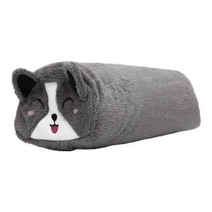 M 3D Embroidery Plush Bolster Blanket (Grey)