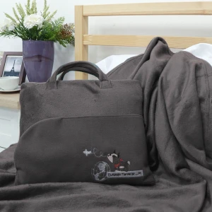 M Embroidery Bag with Fleece Blanket (Grey)