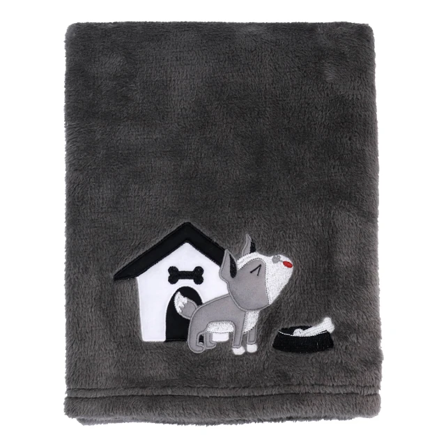 M Embroidery Plush Baby Blanket (Grey)