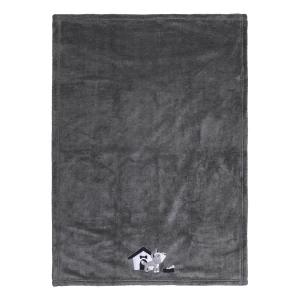 M Embroidery Plush Baby Blanket (Grey)