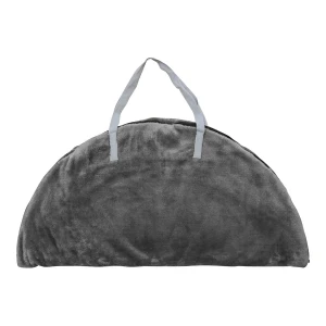M Embroidery Pocket Semi Circle Shape Carry-on Bag with Plush Blanket (Grey)