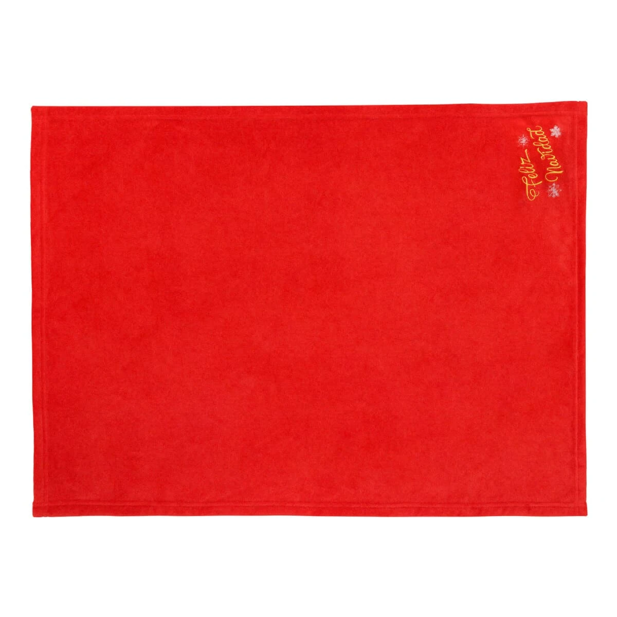 Merry Christmas Embroidery Flannel Baby Blanket (Red)