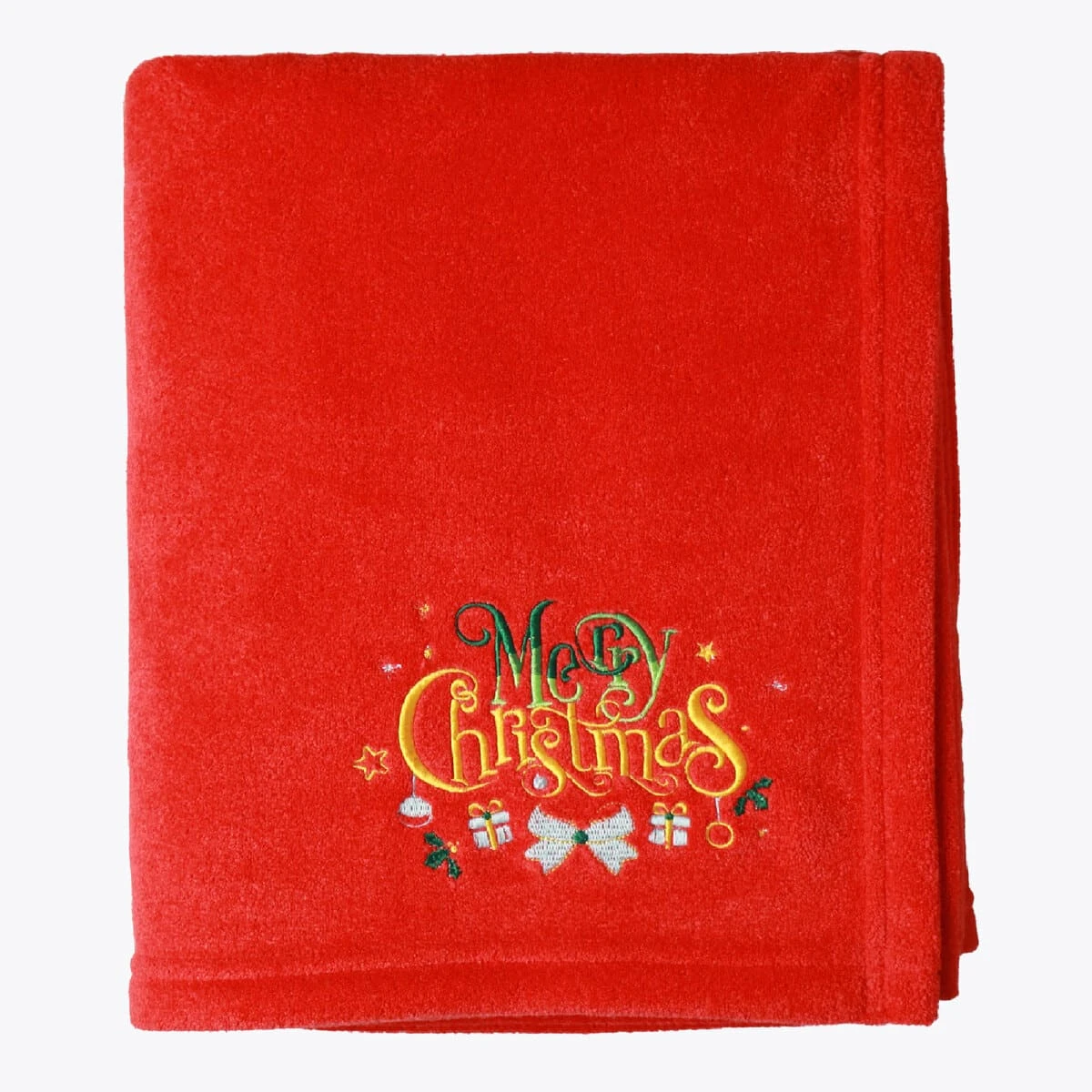 Merry Christmas Embroidery Flannel Blanket