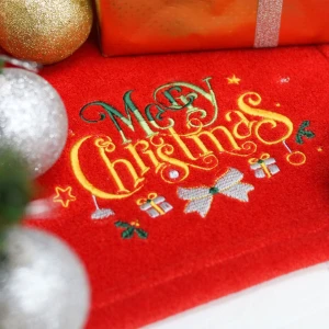 Merry Christmas Embroidery Flannel Blanket
