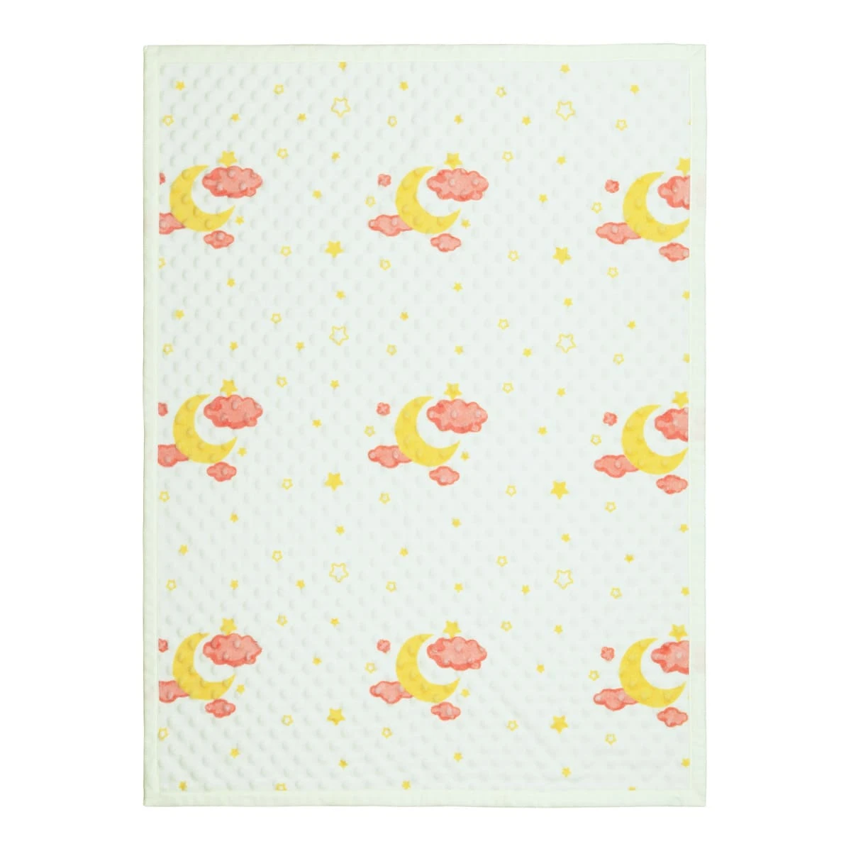Moon Star and Cloud Printed Dimple Touch Velfleece Reversible Fleece Baby Blanket (Old Rose)