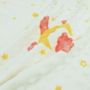 Moon Star and Cloud Printed Dimple Touch Velfleece Reversible Fleece Baby Blanket (Old Rose)