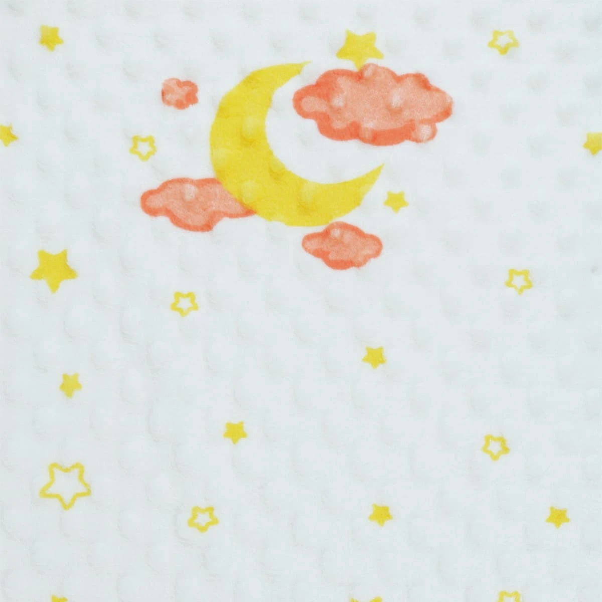 Moon Star and Cloud Printed Dimple Touch Velfleece Reversible Sherpa Baby Blanket (Old Rose)