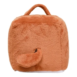 Muddy 3D Embroidery Cube Shape Plush Carry-on Blanket (Brown)