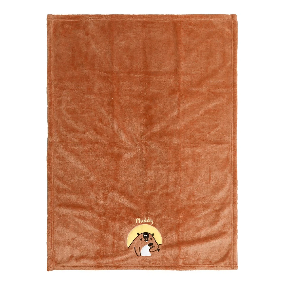 Muddy Embroidery Plush Baby Blanket (Brown)