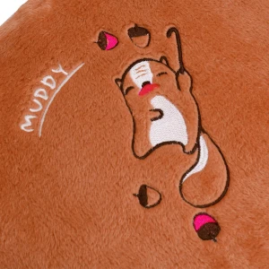 Muddy Embroidery Plush Pillow Blanket (Brown)