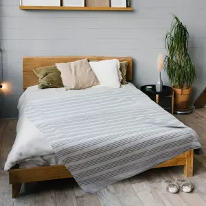 No-Dye Melange Fleece Blanket | Single-Sided Brushed | Stripe II Grey Shade