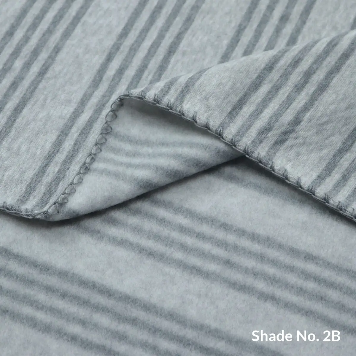 No-Dye Melange Fleece Blanket | Single-Sided Brushed | Stripe II Grey Shade