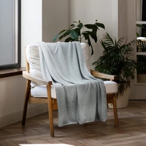 No-Dye Melange Fleece Throw | Single-Sided Brushed | Classic Grey Shade