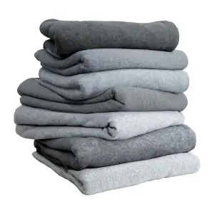 No-Dye Melange Fleece Throw | Single-Sided Brushed | Classic Grey Shade