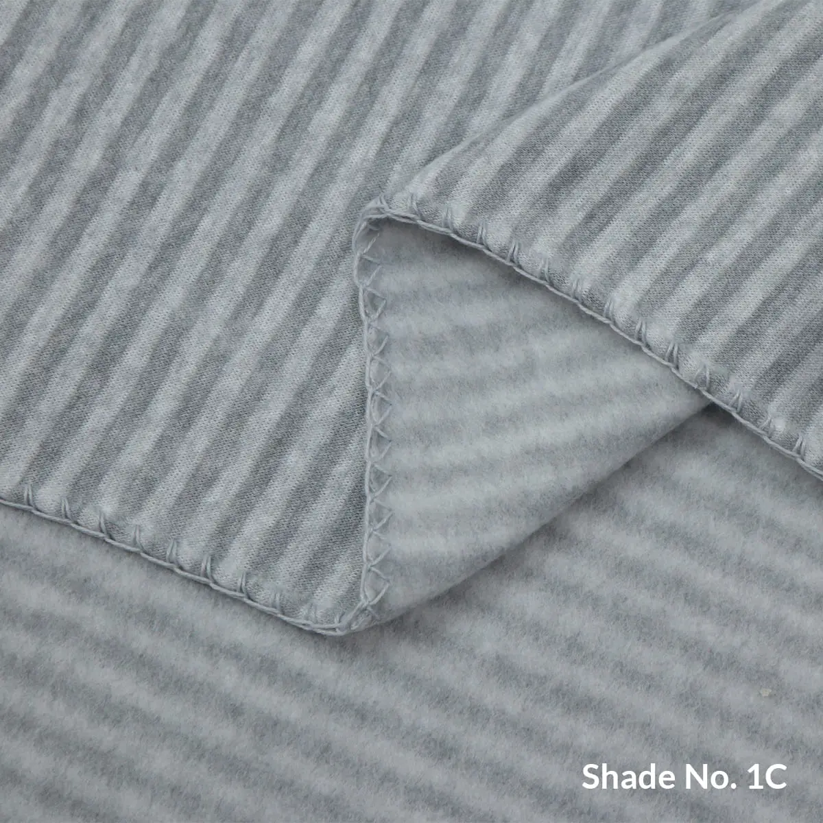 No-Dye Melange Fleece Throw | Single-Sided Brushed | Stripe I Grey Shade