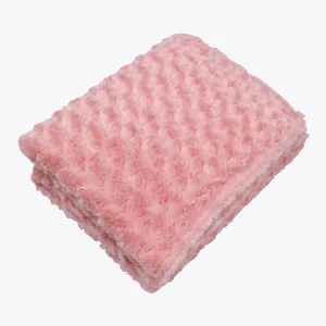 Pink Twist Rose Plush Reversible to White Plush Baby Blanket